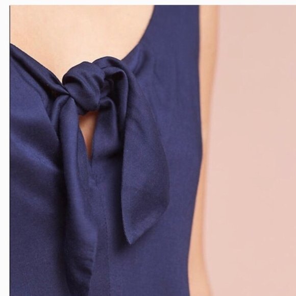Anthropologie Maeve Navy Blue Tie-Front Blouse - Picture 9 of 9